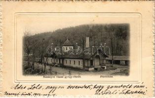 1902 Rozsnyó, Roznava; Vasas gyógyfürdő. Pauchli Nándor kiadása / spa, bath (kis szakadások / small tears)