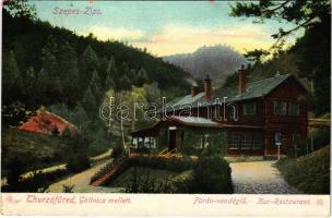 1906 Thurzófüred, Kupele Turzo (Gölnicbánya, Gelnica); Fürdő vendéglő. Feitzinger Ede 1905. Aut. N. 733. / Kur-Restaurant / spa, restaurant (EK)