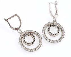 Ezüst(Ag) fülbevalópár Pandora jelzéssel, h: 3,5 cm, bruttó: 5,5 g