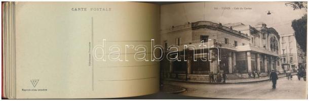 Tunis - pre-1945 postcard booklet with 19 postcards (cathedral, gate, statue, streets, automobiles, ...