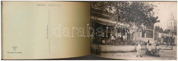 Tunis - pre-1945 postcard booklet with 19 postcards (cathedral, gate, statue, streets, automobiles, ...