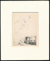 Kondor Béla (1931-1972): Fel a mennybe. Rézkarc, papír, jelzés nélkül, paszpartuban, 11×8 cm