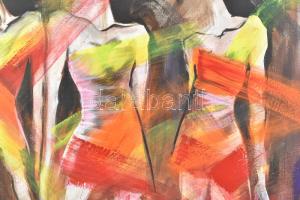 Nagy Imola (1976-): Manökenek. Akril, vászon, jelzett, hátoldalán autográf felirattal, 80x60 cm