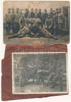 3 db RÉGI első világháborús katonai fotó: Pilsen-i csoportkép 1916-ból és tarackkal pózoló katonák / 3 pre-1945 WWI K.u.k. military photos, group in Plzen and cannon