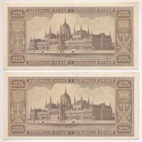 1946. 100.000.000P (2x) sorszámkövetők "P 221 075367 - P 221 075368" T:I,I-
Adamo P27