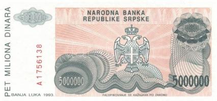 Boszniai Szerb Köztársaság 9db klf modern bankjegy T:I