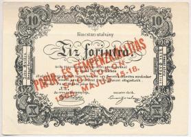 1965. Papír- és fémpénzkiállítás Szolnokon 1965. május 15-18. relkámpénz az 1849. 10Ft bankjegy mintájával T:II-