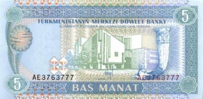 Türkmenisztán 5db klf modern bankjegy T:I