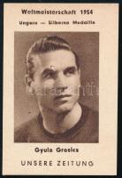 1954 Grosics Gyula - Weltmeisterschaft - labdarúgó gyűjtőkártya, Aranycsapat, 8×5,5 cm