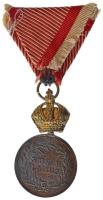 1890. "Bronz Katonai Érdemérem a katonai érdemkereszt szalagján" aranyozott hadifém kitünt...