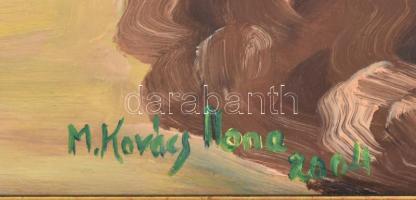 Kovács Ilona (?-): Mediterrán város. Olaj, farost, jelzett, keretben. 40x50 cm