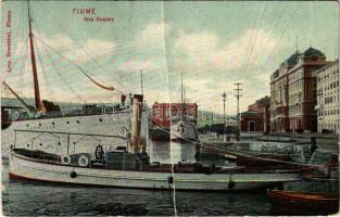 Fiume, Rijeka; Riva Szapáry, Pannonia kivándorlási hajó / port, emigration ship (fa)