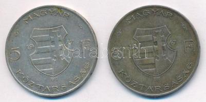 1947. 5Ft Ag "Kossuth" (2x) T:2-,3 patina 
Adamo F8.1