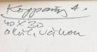 Koppány Attila (1947-): Kompozíció. Akril, vászon. Jelezve balra lent, a hátoldalon autográf felirat...