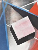 Koppány Attila (1947-): Kompozíció. Akril, vászon. Jelezve balra lent, a hátoldalon autográf felirat...