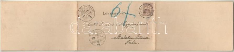 1900 Tarcsa, Tarcsafürdő, Bad Tatzmannsdorf; 3-részes kihajtható panorámalap. Frankl és Ledofsky kia...