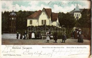 1900 Tarcsa, Tarcsafürdő, Bad Tatzmannsdorf; Mária villa és Karolina villa. Hönigmann kiadása / Maria-Villa und Karolinen-Villa / villas (EK)
