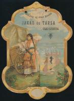 1896 Boldog új évet kíván Jakab és Társa Csíkszereda litho naptárhátlap, sérült, 26×18 cm