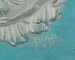 Gáldi Gyula (1908-1981): Alvó vénusz, 1955. Festett gipsz dombormű, jelzett, 22,5x30x2 cm