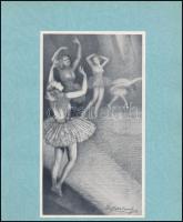 1941 Roszner Károly (1898-?): 3 db balerina nyomat. Ofszet, papír, jelzett a nyomaton. 22x16 cm