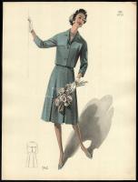 1959 3 db vintage divatkép, ofszet nyomat, papír, jobb felső sarkában kissé foltos, 37,5x28,5 cm