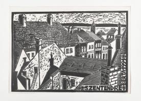 Berta Sándor (1929-): Szentendre. Dombornyomat, papír, jelzett (paszpartu által takarva), 20,5x30 cm