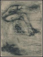 Ligeti Miklós (1982-): Gördeszkás (lendület), 2001. Hidegtű, papír, jelzett, számozott (II/VI). 15x1...