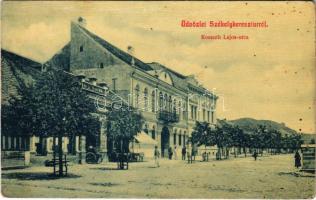 1911 Székelykeresztúr, Cristuru Secuiesc; Kossuth Lajos utca, Korona szálloda. W.L. 1768. / street view, hotel (EK)
