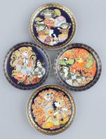 Rosenthal Aladdin és a csodalámpa sorozat, V-VIII., 4 db porcelán dísztányér, tervező: Bjorn Wiinblad. Kézzel festett, jelzett, hibátlan, d: 16 cm