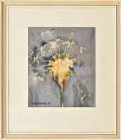 Mayer-Zsombori Erzsébet (1949-): Gyermekláncfű. Akvarell, vászon, jelzett, üvegezett fakeretben. 29x24 cm