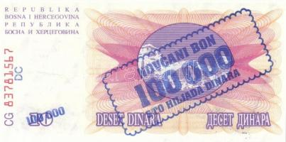 Bosznia-Hercegovina 10db klf modern bankjegy, benne "novcsani bon" T:I