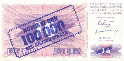 Bosznia-Hercegovina 10db klf modern bankjegy, benne "novcsani bon" T:I