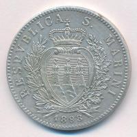San Marino 1898. 5L Cu-Ni peremen "FERT" beütéssel, utánveret T:2 ph
San Marino 1898. 5 L...
