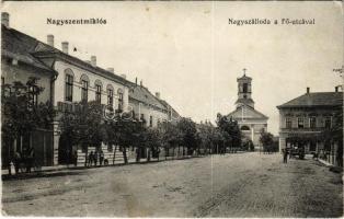 Nagyszentmiklós, Sannicolau Mare; Nagyszálloda a Fő utcával / main street, hotel (Rb)