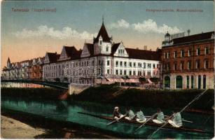 1918 Temesvár, Timisoara; Horgony palota, Royal szálloda, evezősök / palace, hotel, rowers (EB)