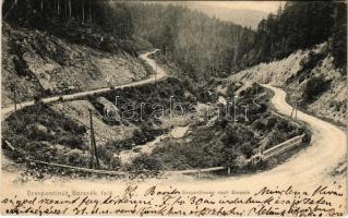 1904 Borszék, Borsec; szerpentinút Borszék felé / Serpentinweg / road to Borsec (EK)