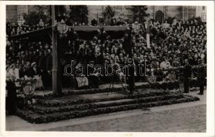 1940 Kolozsvár, Cluj; bevonulás, Vitéz Nagybányai Horthy Miklós Magyarország kormányzója, Purgly Magdolna / entry of the Hungarian troops, Regent Horthy and his wife