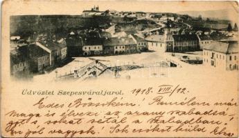 1918 Szepesváralja, Spisské Podhradie; látkép / general view (fa)