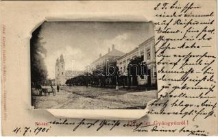1901 Gyöngyös, Fő tér, üzlet. Bendl Károly kiadása (EK)