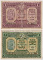 Olaszország / Velence / Osztrák-magyar megszállás 1918. 1L + 2L T:III-,II- Italy / Venice / Austro-Hungarian occupation 1918. 1 Lire + 2 Lire C:VG,VF