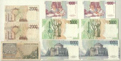 Olaszország 1973. 2000L + 1990. 1000L (2x) + 1990. 2000L (2x) + 1985. 5000L (2x) + 1984. 10.000L (2x...