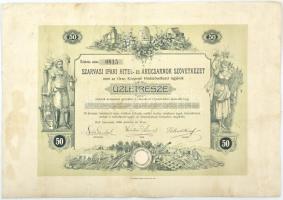 Szarvas 1906. Szarvasi Ipari Hitel- és Árucsarnok Szövetkezet üzletrésze 50K értékben, szelvényekkel T:III fo., restaurált
