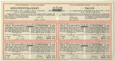 Jászladány 1911. "Jászsági Helyi Érdekü Vasut Részvénytársaság" elsőbbségi részvénye 200K-...