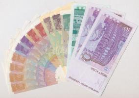 Horvátország 1991. 1D (4x, két részletben sorszámkövetők) + 5D (2x) + 10D (2x, sorszámkövetők) + 25D...