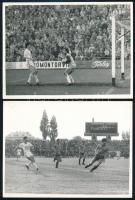 cca 1980 5 db fotó a Fradi (FTC) labdarúgócsapatának mérkőzéseiről, közte négy a hátoldalon egy-egy játékos autográf aláírásával (Bánki József és mások), 18x13 cm körüli méretben