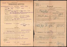 cca 1918-1944 össz. 6 db okmány: 1918 32. gyal. ezr beteg katona fejlapja, 1942 1. honv. felderítő p...