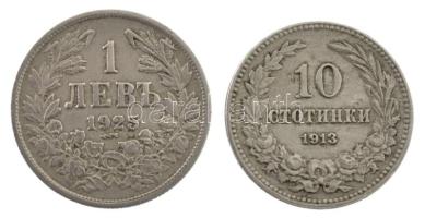Bulgária 1913. 10s Cu-Ni + 1925. 1L Cu-Ni T:2,2- Bulgaria 1913. 10 Stotinki Cu-Ni + 1925. 1 Leva Cu-Ni C:XF,VF