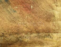 Jelzés nélkül: Férfi akt. Olaj, vászon, vakráma nélkül, sérülésekkel. Hátoldalán Fehérvári? Feliratt...