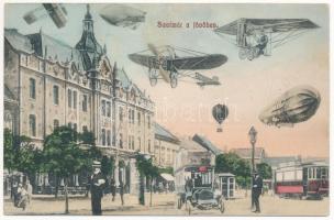 1911 Szatmárnémeti, Szatmár, Satu Mare; a jövőben montázs. B.J.B. 769. / in the future montage (fa)