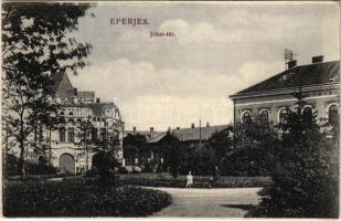1910 Eperjes, Presov; Jókai tér, Posta palota, görög katolikus papnövelde. Divald Károly fia / square, post palace, seminary